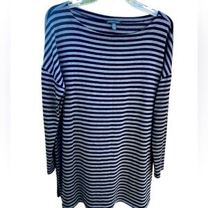 Eileen Fisher Size Small Women’s long sleeve striped top/black/gray/designer